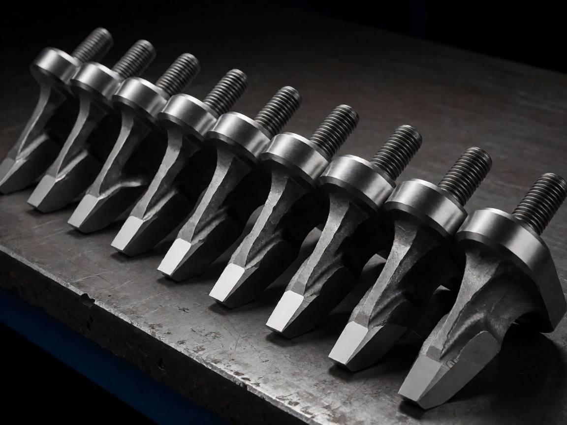 Mono carbide Prinoth mulcher teeth with forged steel bodies and carbide tips